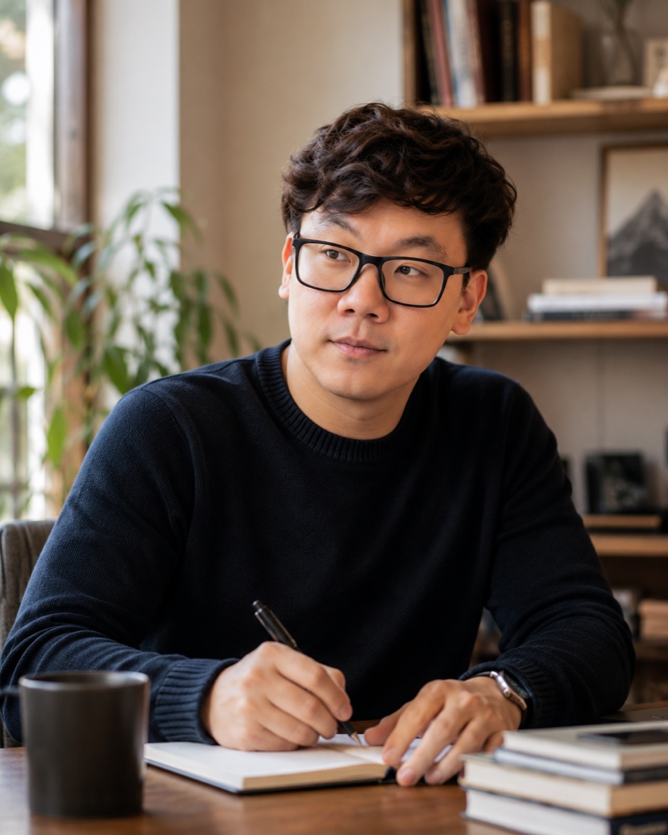 Aaron Zhu seated at a desk
